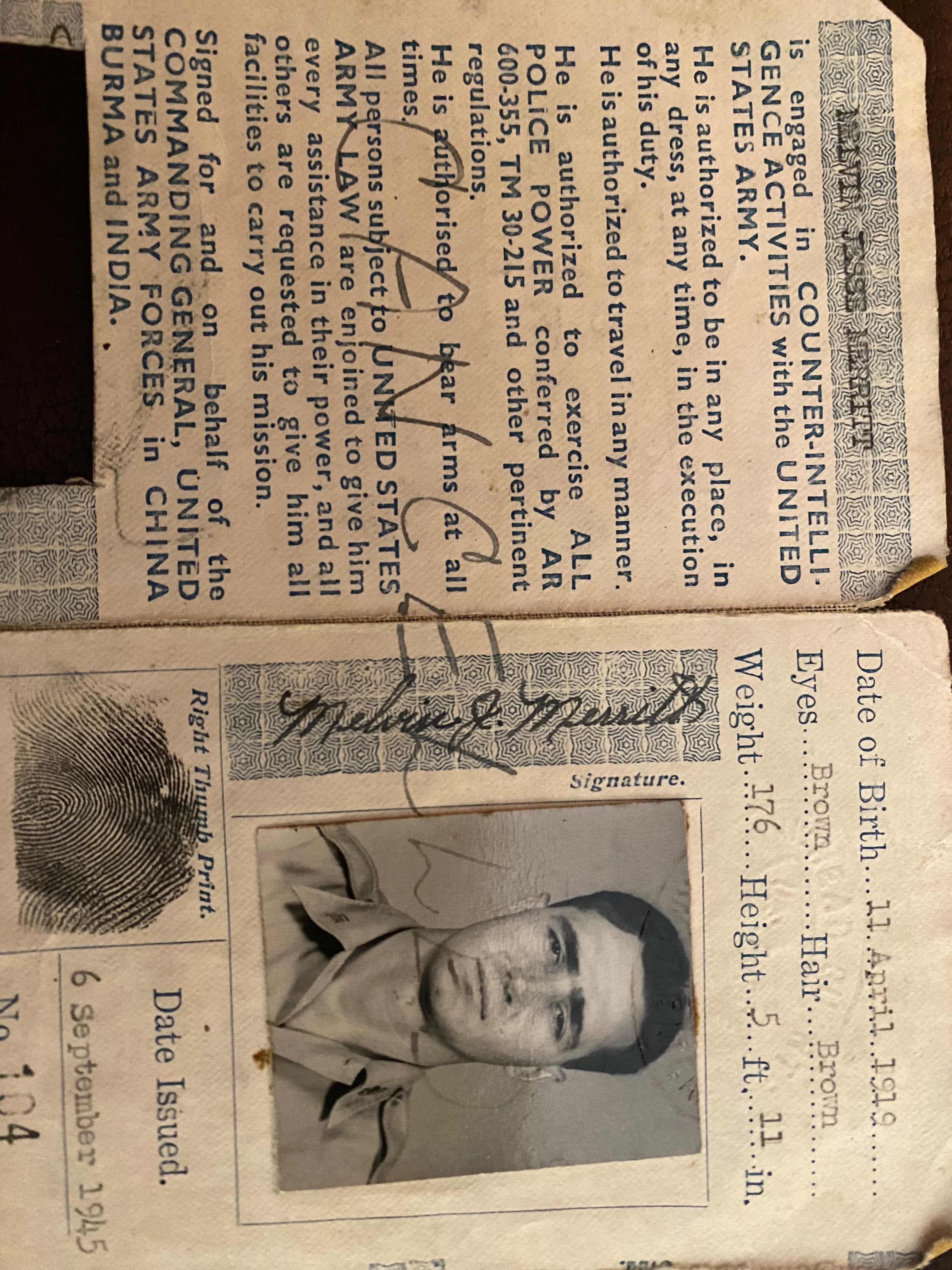 Inside Melvin Merritt's Counter Intelligence Corps credentials