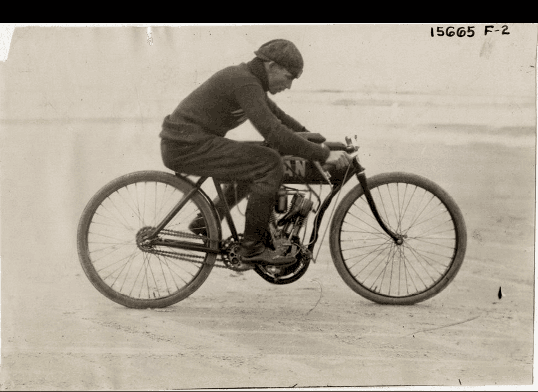 Robert Stubbs on his racing motorcycle